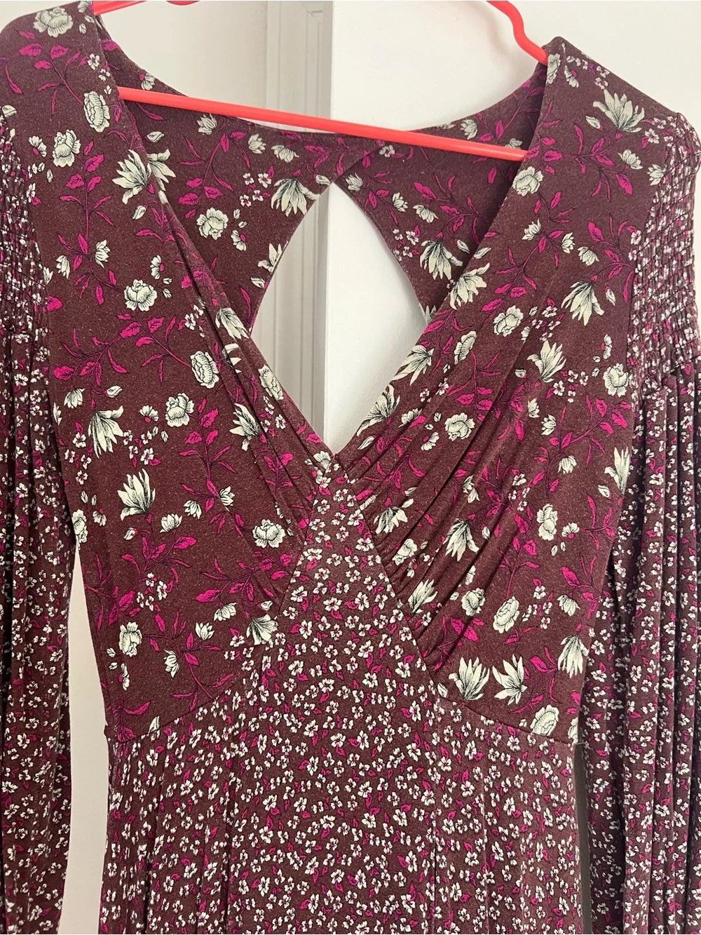 Free People Burgundy Floral Maxi Dress